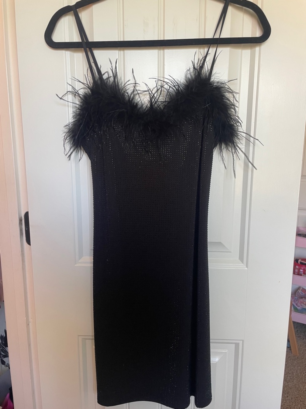 Feather black dress